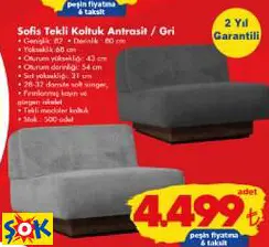 SOFİS TEKLİ KOLTUK ANTRASİT / GRİ